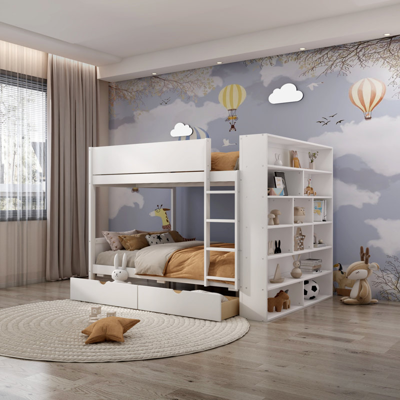 Jaleshia Kids Bunk Bed with Drawers Twin Gray